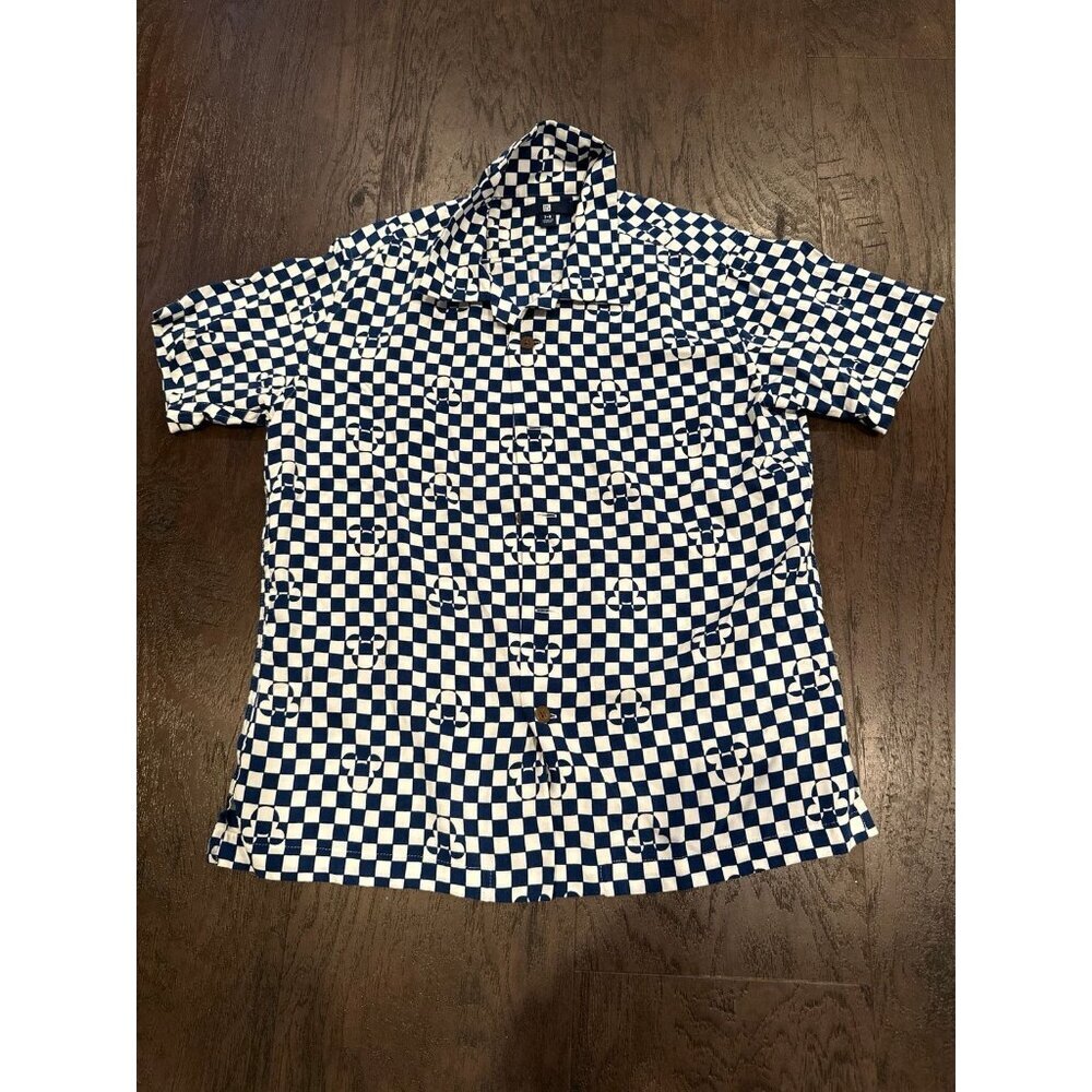 Uniqlo Boys Mickey Mouse Button Down‎ Short Sleeved Shirt